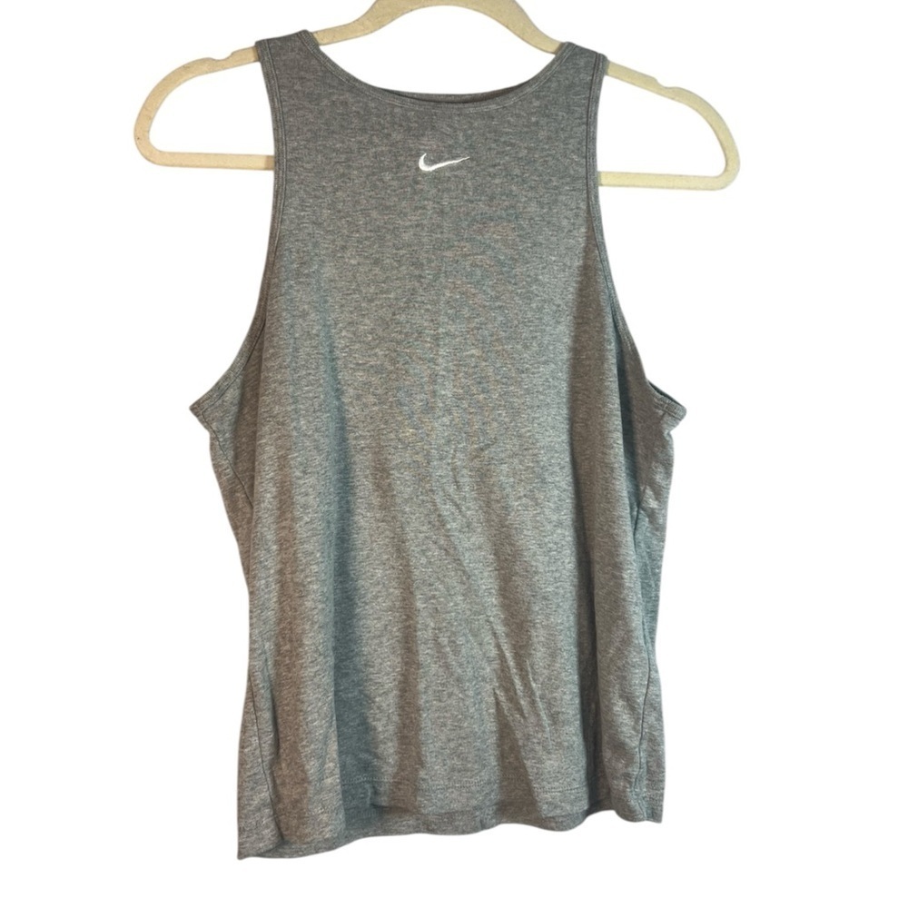 Nike Cotton Center Swoosh Heathered Gray High Neck Tank Top Large
